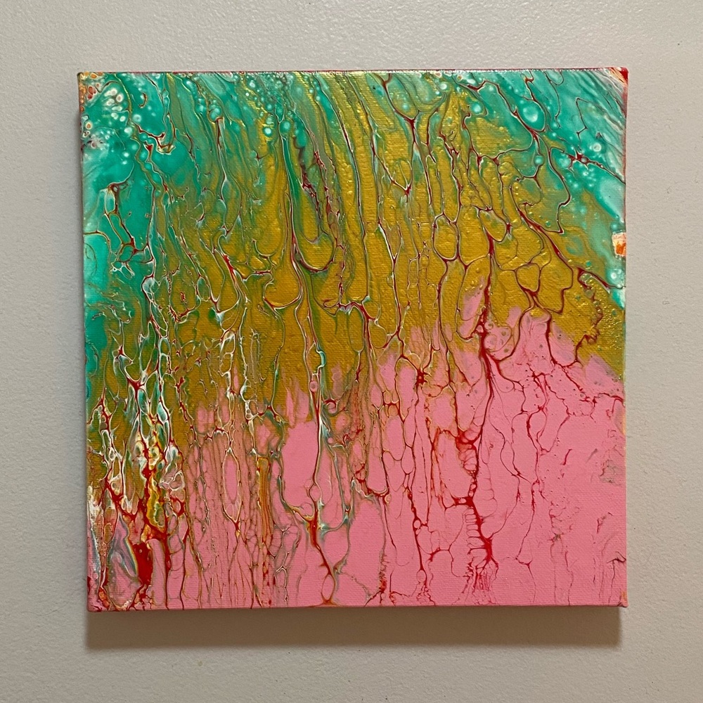 Original Acrylic Pour/Swipe Painting 10”x10”